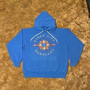Vintage 80s Ocean City Maryland Hoodie Blue Large